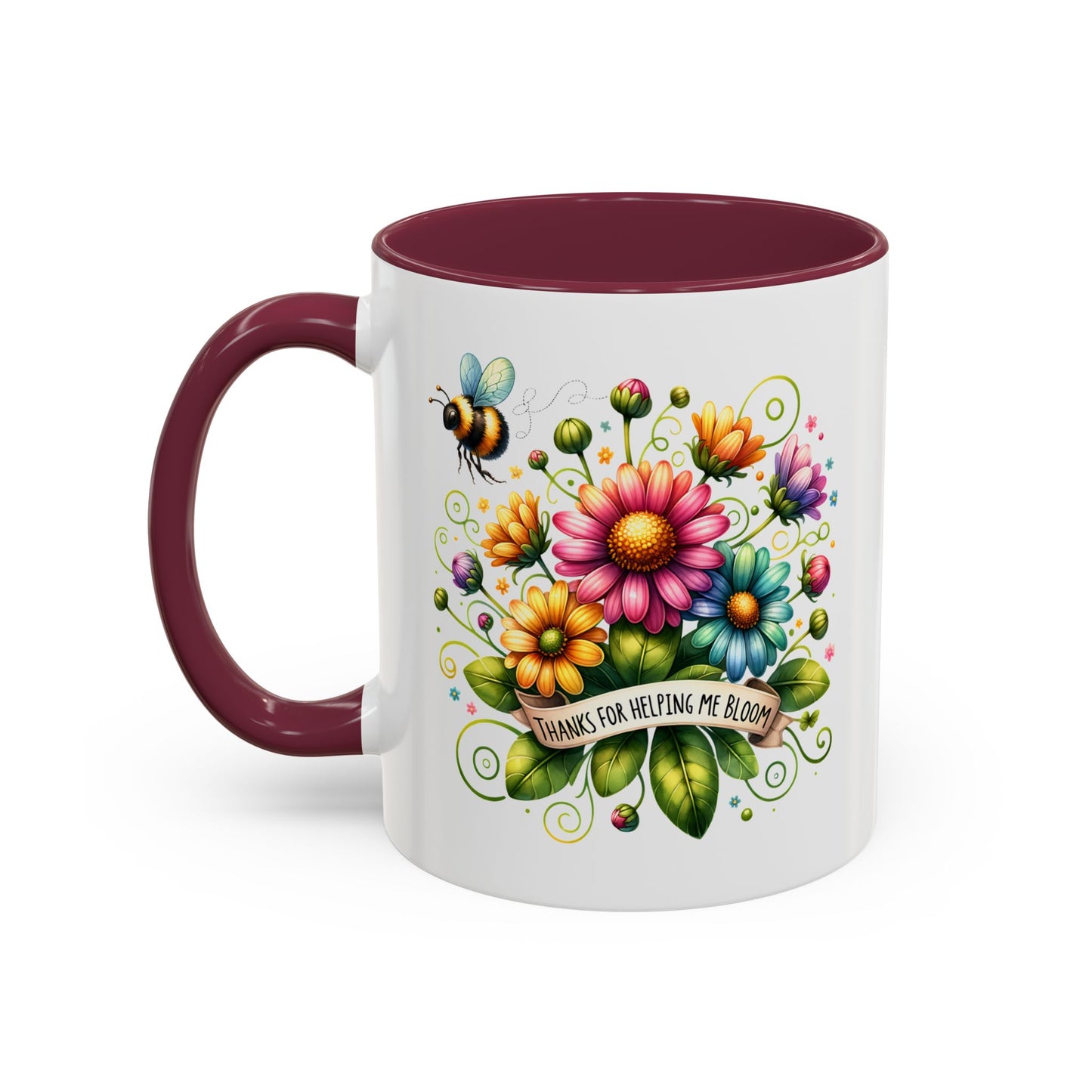 Colorful Floral Mug – "Thanks for Helping Me Bloom" – Perfect Gift for Friends & Family