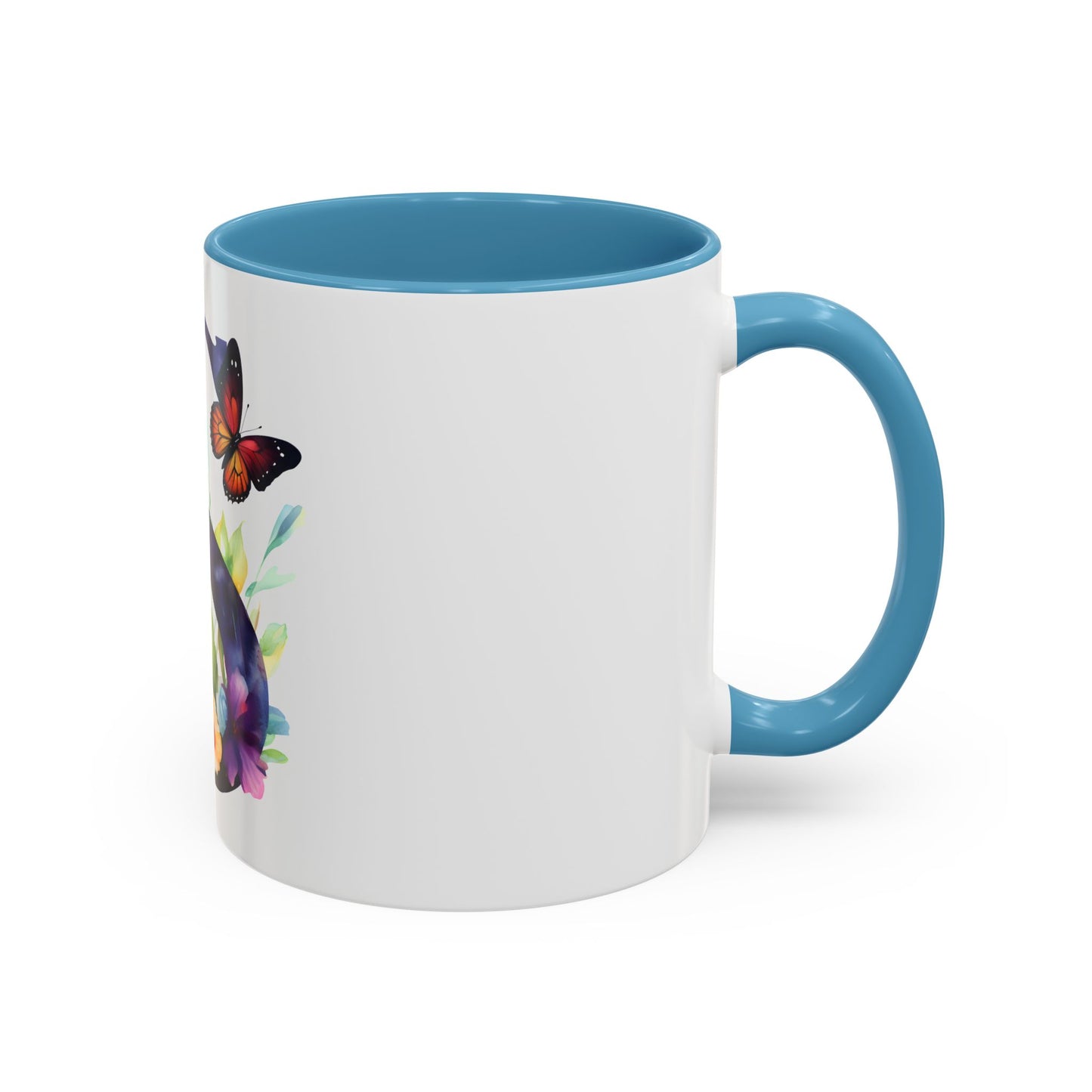 Personalized Floral Initial Accent Coffee Mug - Butterfly Design - Perfect Gift for Any Occasion