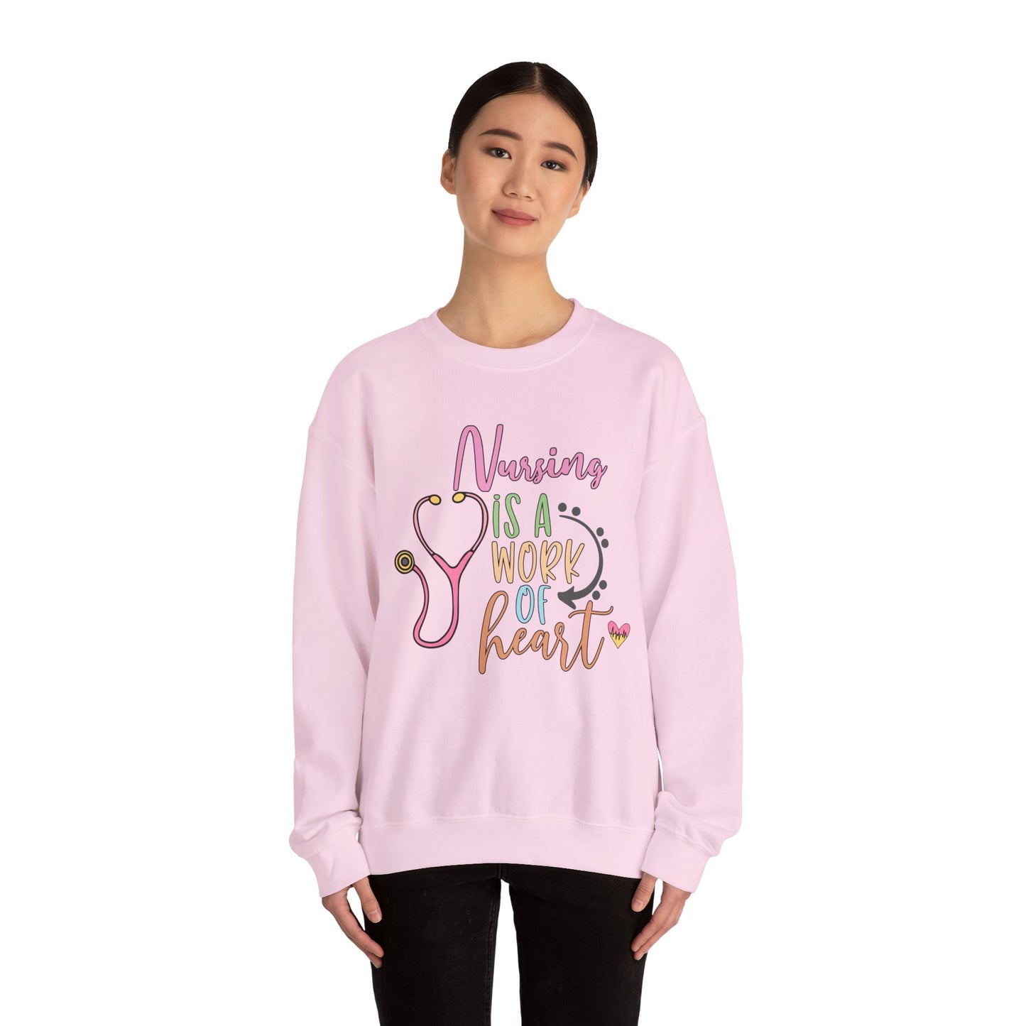 Nursing is a Work of Heart Crewneck Sweatshirt - Unisex Heavy Blend™