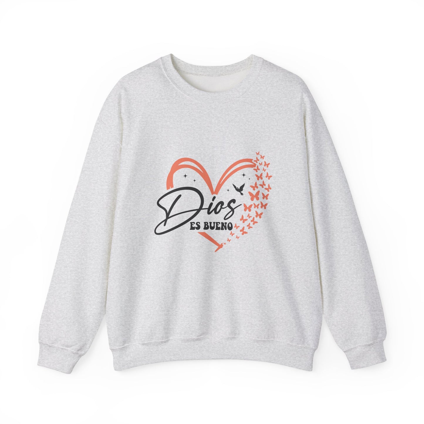 Dios es Bueno Heart Sweatshirt | Unisex Heavy Blend™ Crewneck