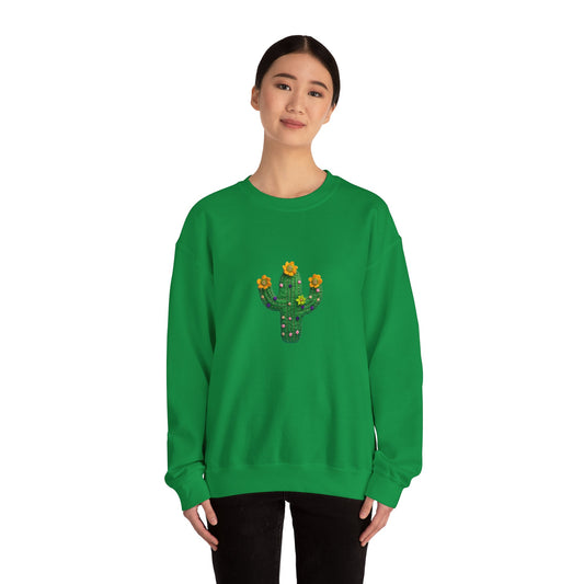 Cactus Vibes Unisex Crewneck Sweatshirt - Bright Orange Cozy Wear