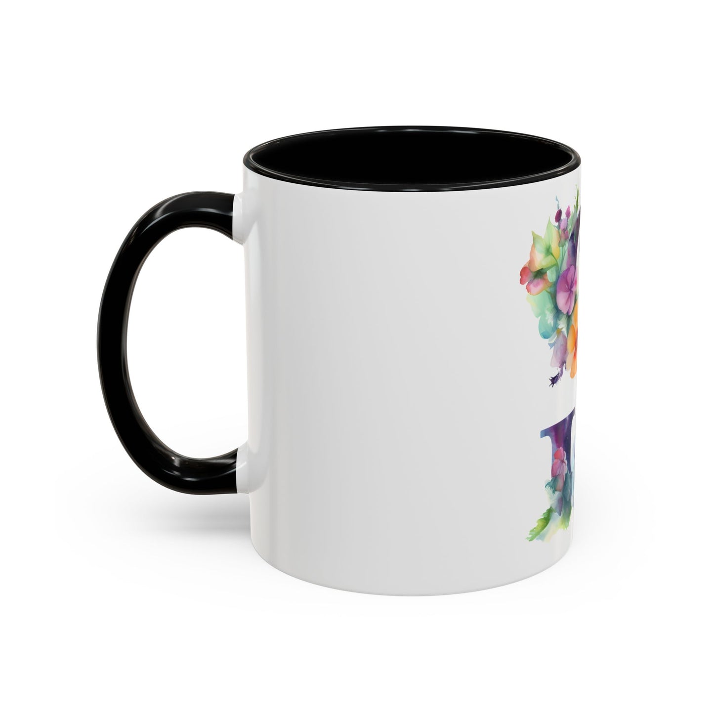 Personalized Floral Initial Accent Coffee Mug - Butterfly Design - Perfect Gift for Any Occasion