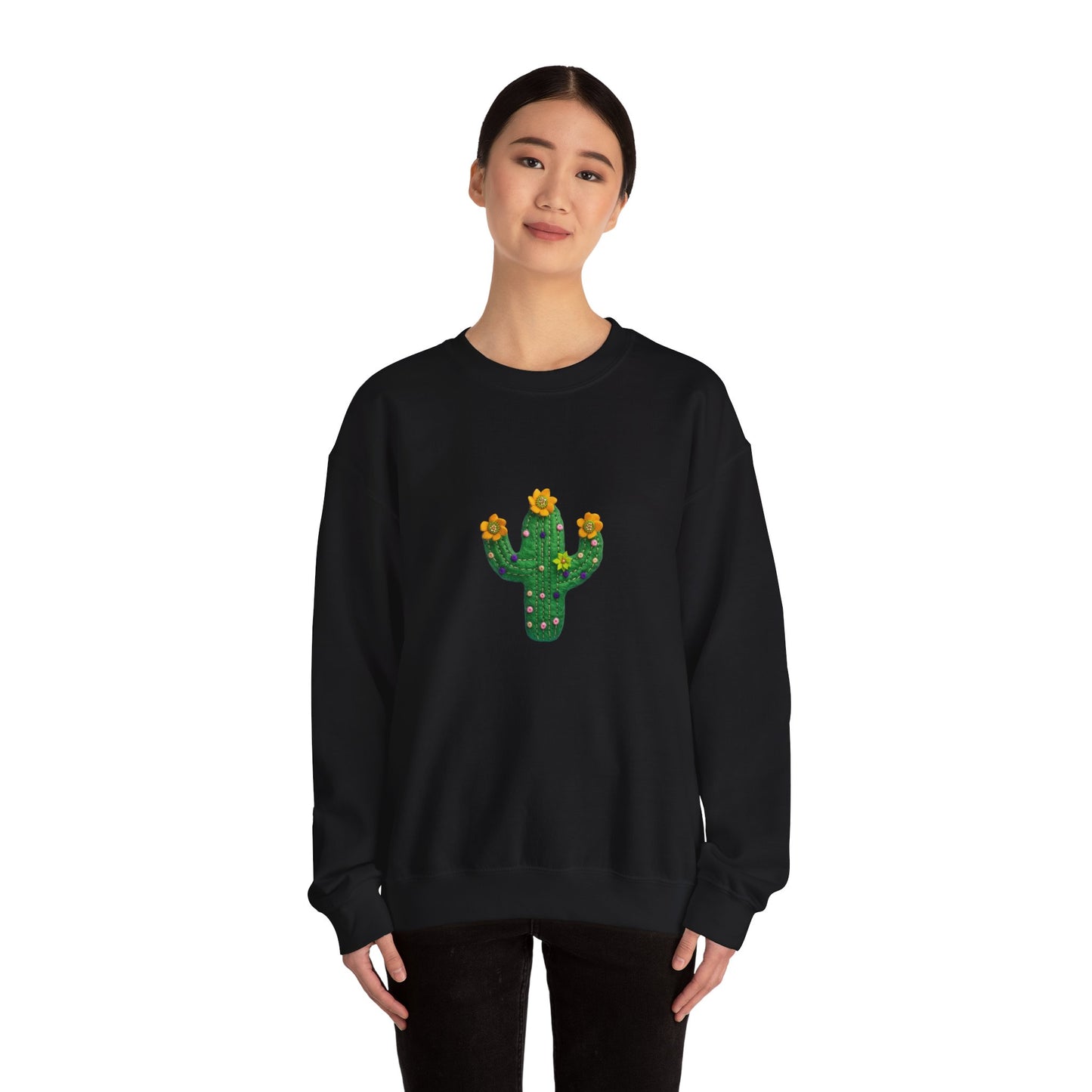 Cactus Vibes Unisex Crewneck Sweatshirt - Bright Orange Cozy Wear