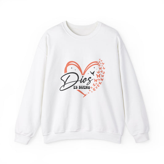 Dios es Bueno Heart Sweatshirt | Unisex Heavy Blend™ Crewneck