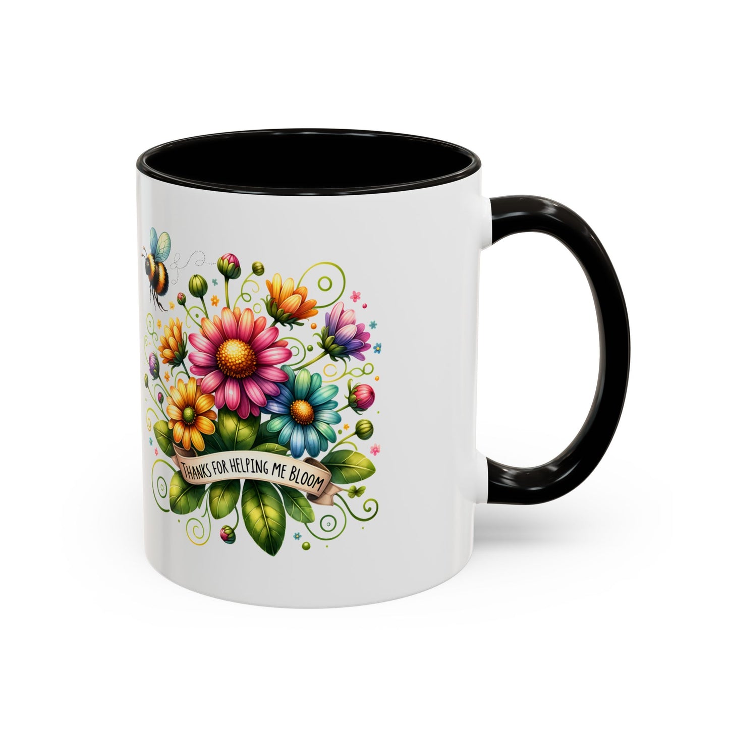 Colorful Floral Mug – "Thanks for Helping Me Bloom" – Perfect Gift for Friends & Family