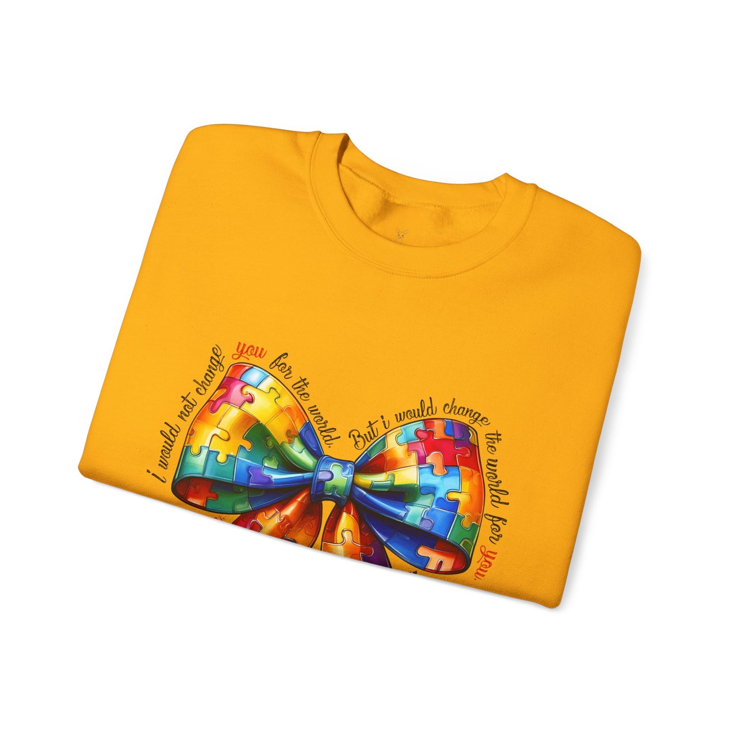 Colorful Puzzle Bow Sweatshirt - Autism Awareness Unisex Sweatshirt