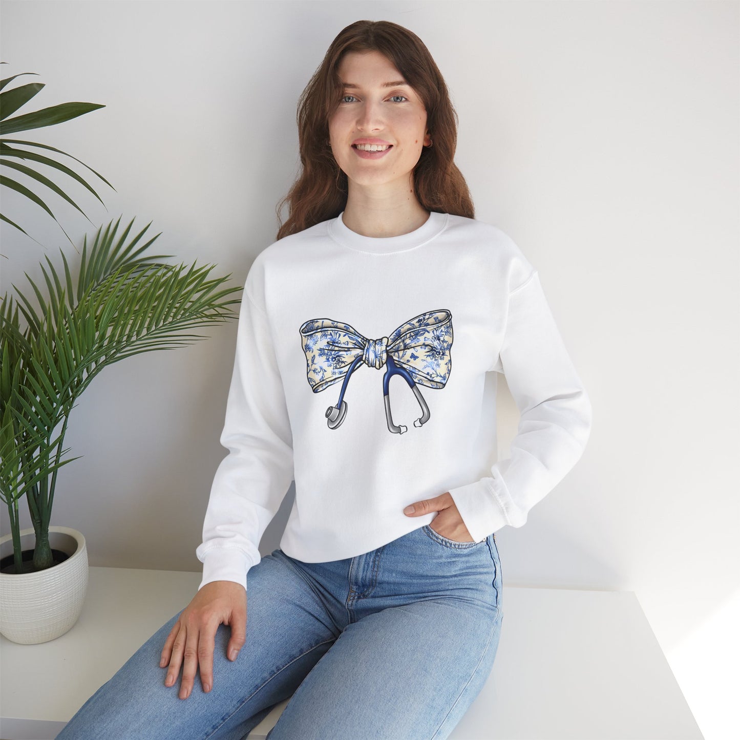 Floral Bow Stethoscope Sweatshirt | Cozy Medical Apparel for Healthcare Heroes