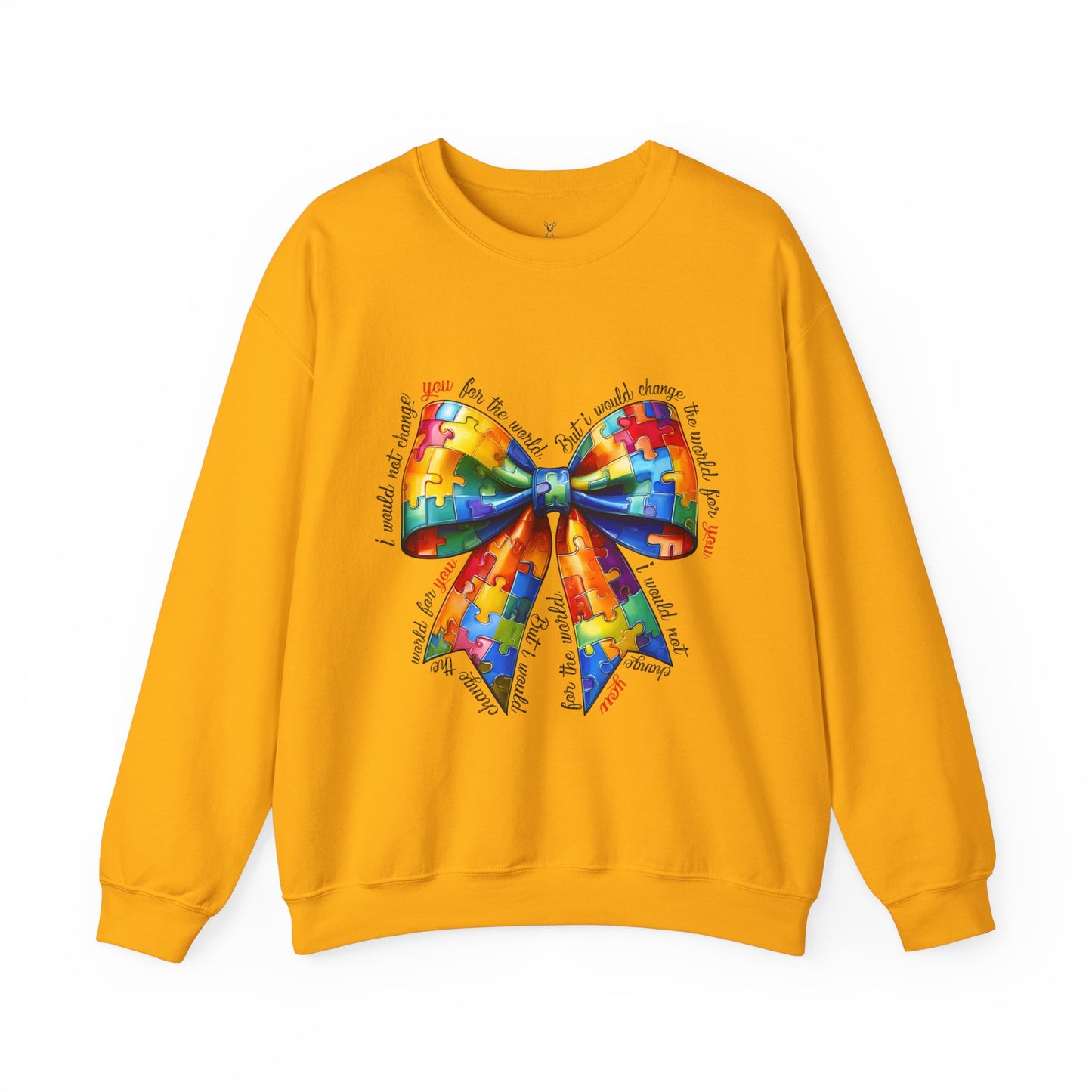 Colorful Puzzle Bow Sweatshirt - Autism Awareness Unisex Sweatshirt