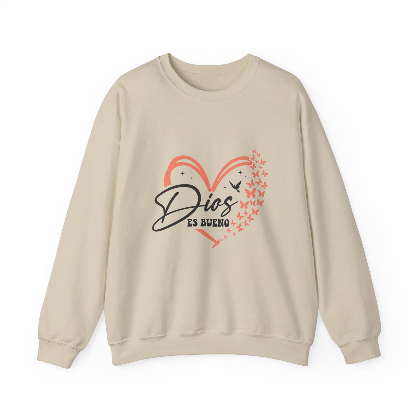 Dios es Bueno Heart Sweatshirt | Unisex Heavy Blend™ Crewneck