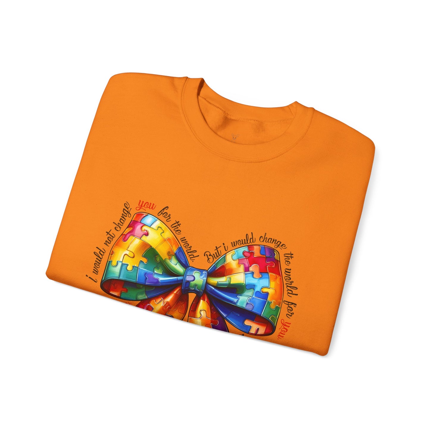 Colorful Puzzle Bow Sweatshirt - Autism Awareness Unisex Sweatshirt