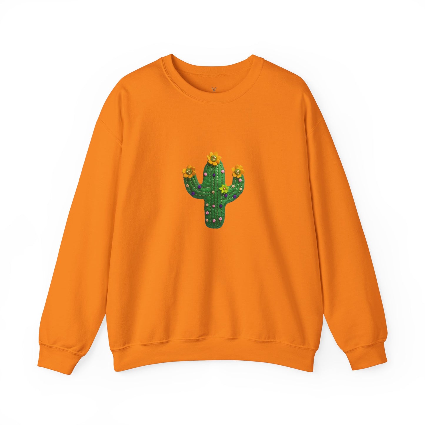 Cactus Vibes Unisex Crewneck Sweatshirt - Bright Orange Cozy Wear