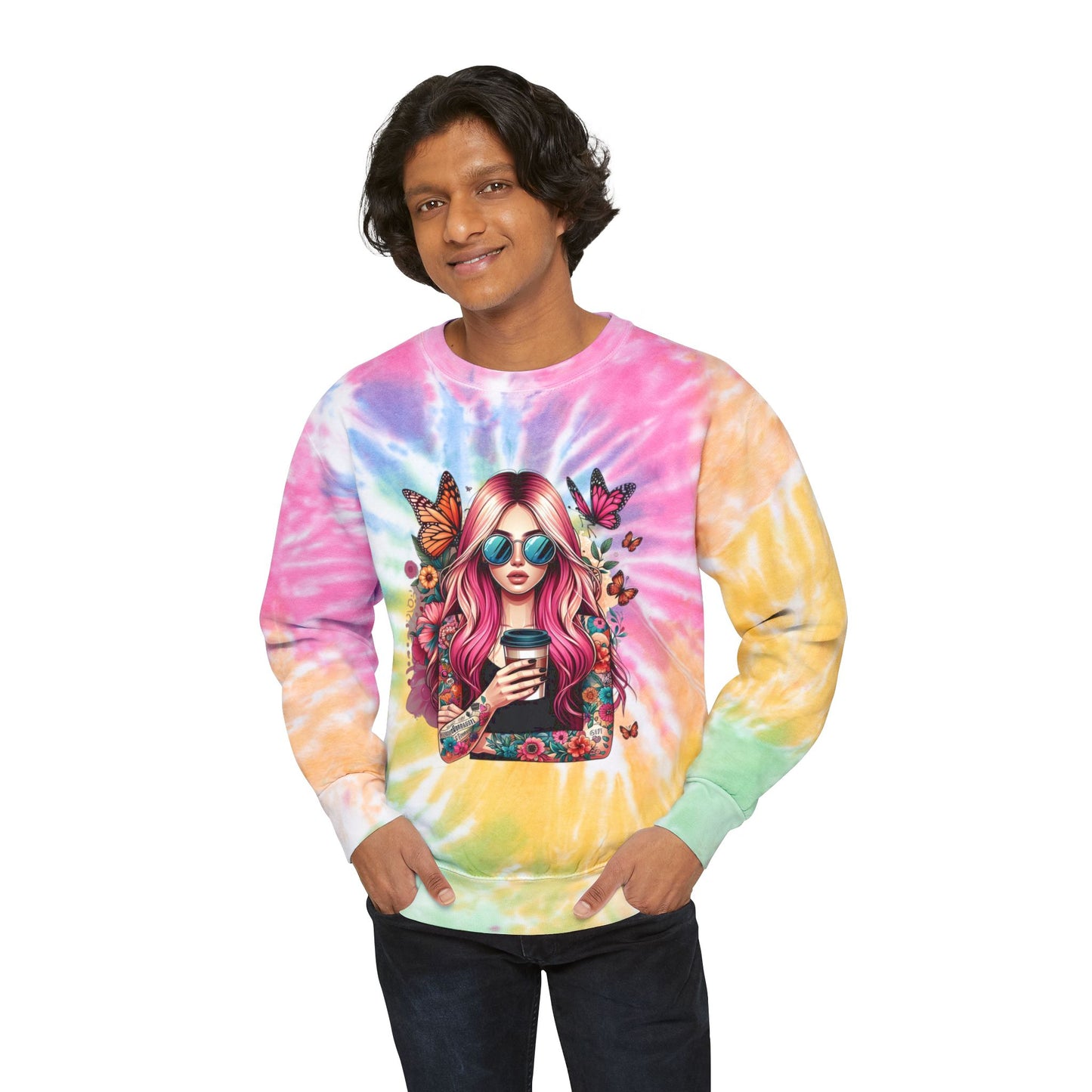 Bohemian Butterfly Tie-Dye Sweatshirt for Delighted Souls