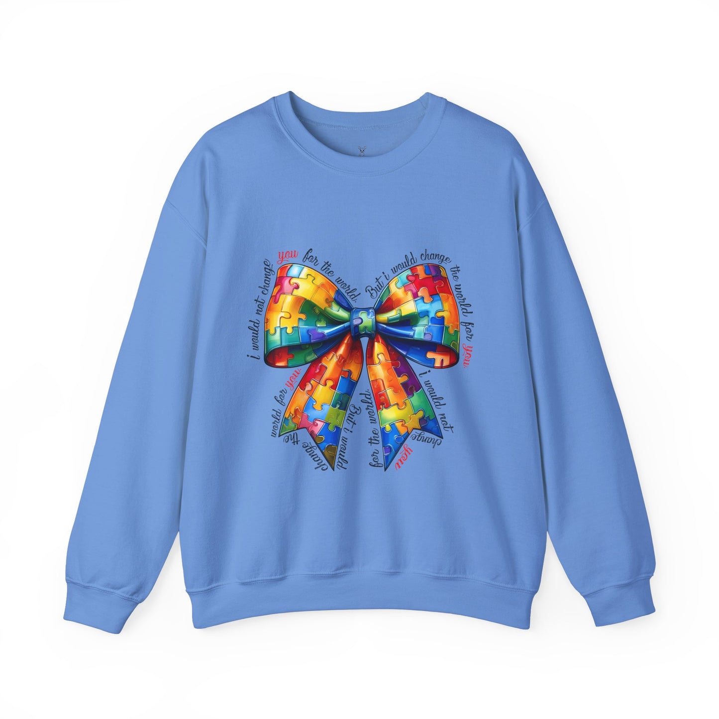 Colorful Puzzle Bow Sweatshirt - Autism Awareness Unisex Sweatshirt