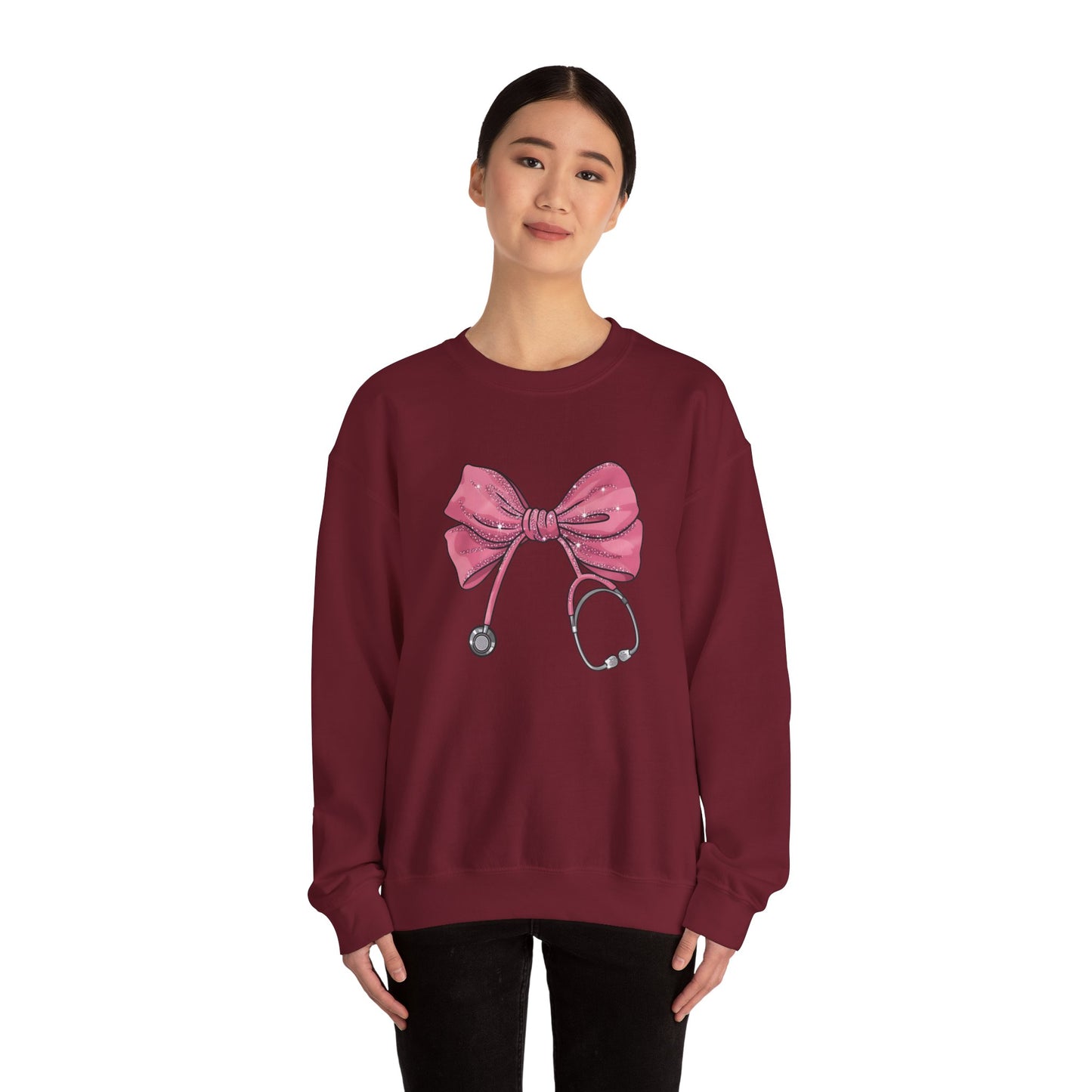 Nurse Life Crewneck Sweatshirt with Bow Design