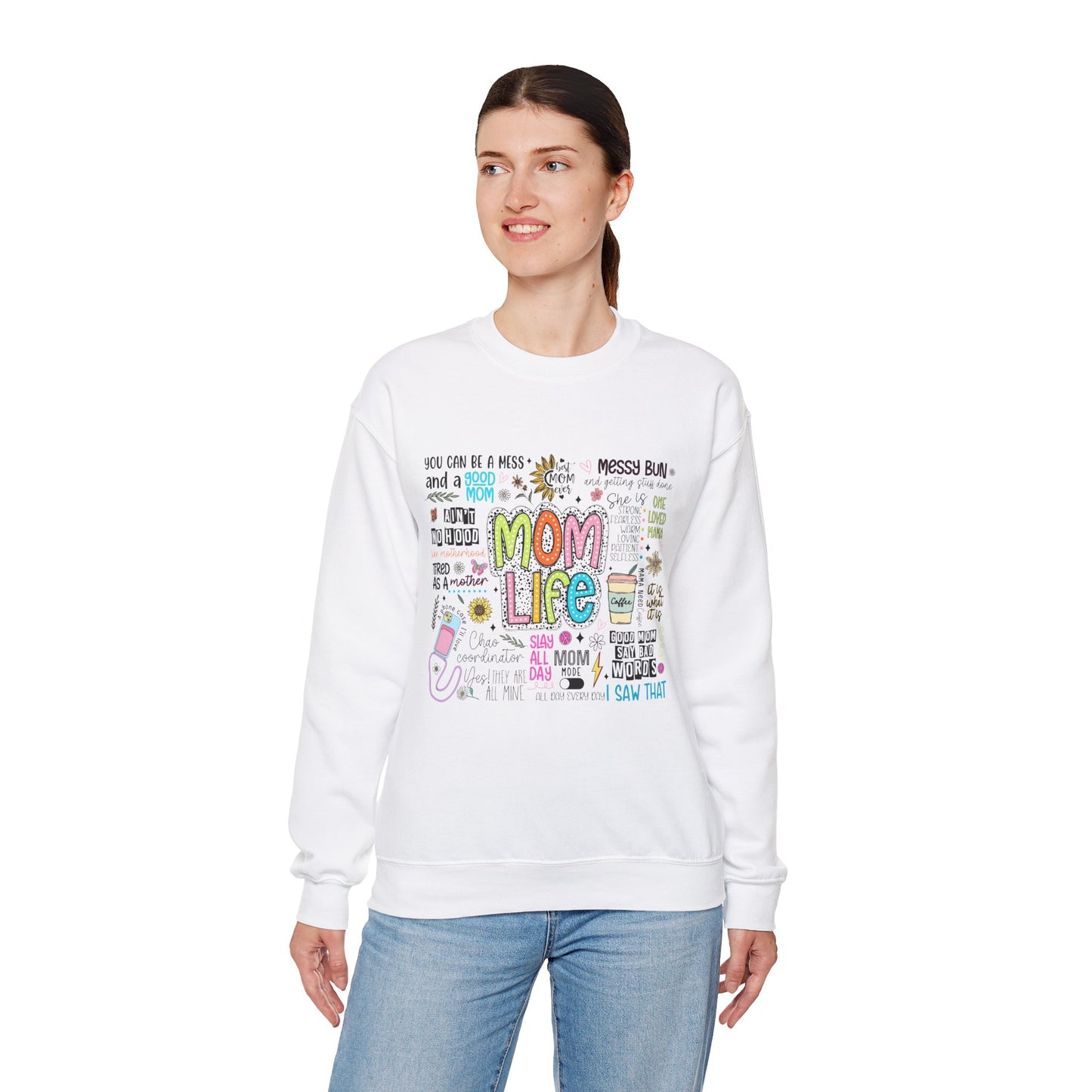 Mom Life Unisex Heavy Blend™ Crewneck Sweatshirt - Cozy Gift for Moms