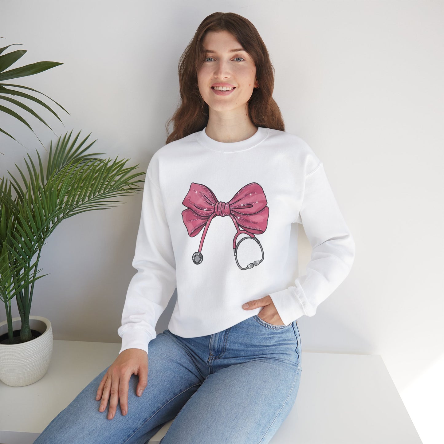 Nurse Life Crewneck Sweatshirt with Bow Design