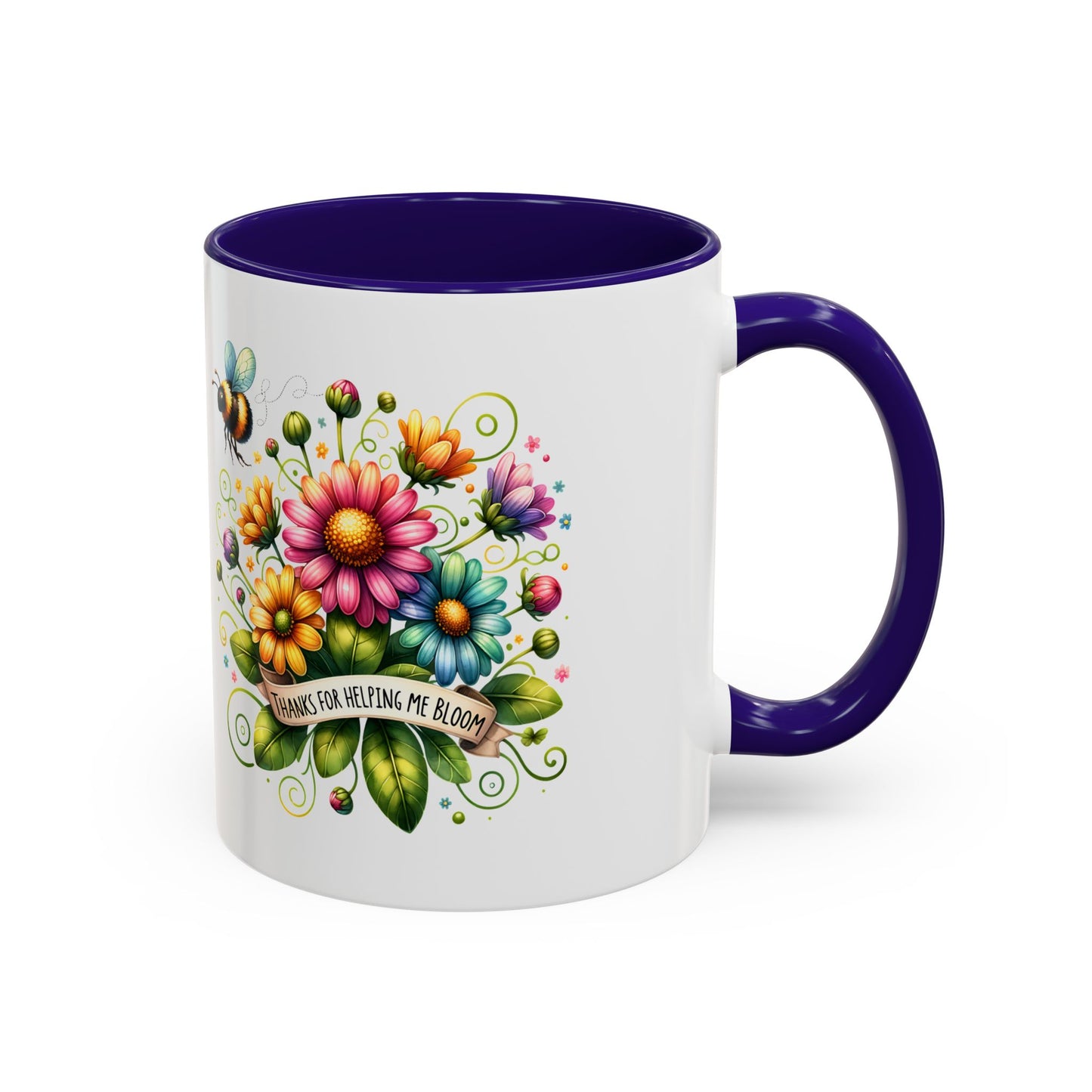 Colorful Floral Mug – "Thanks for Helping Me Bloom" – Perfect Gift for Friends & Family