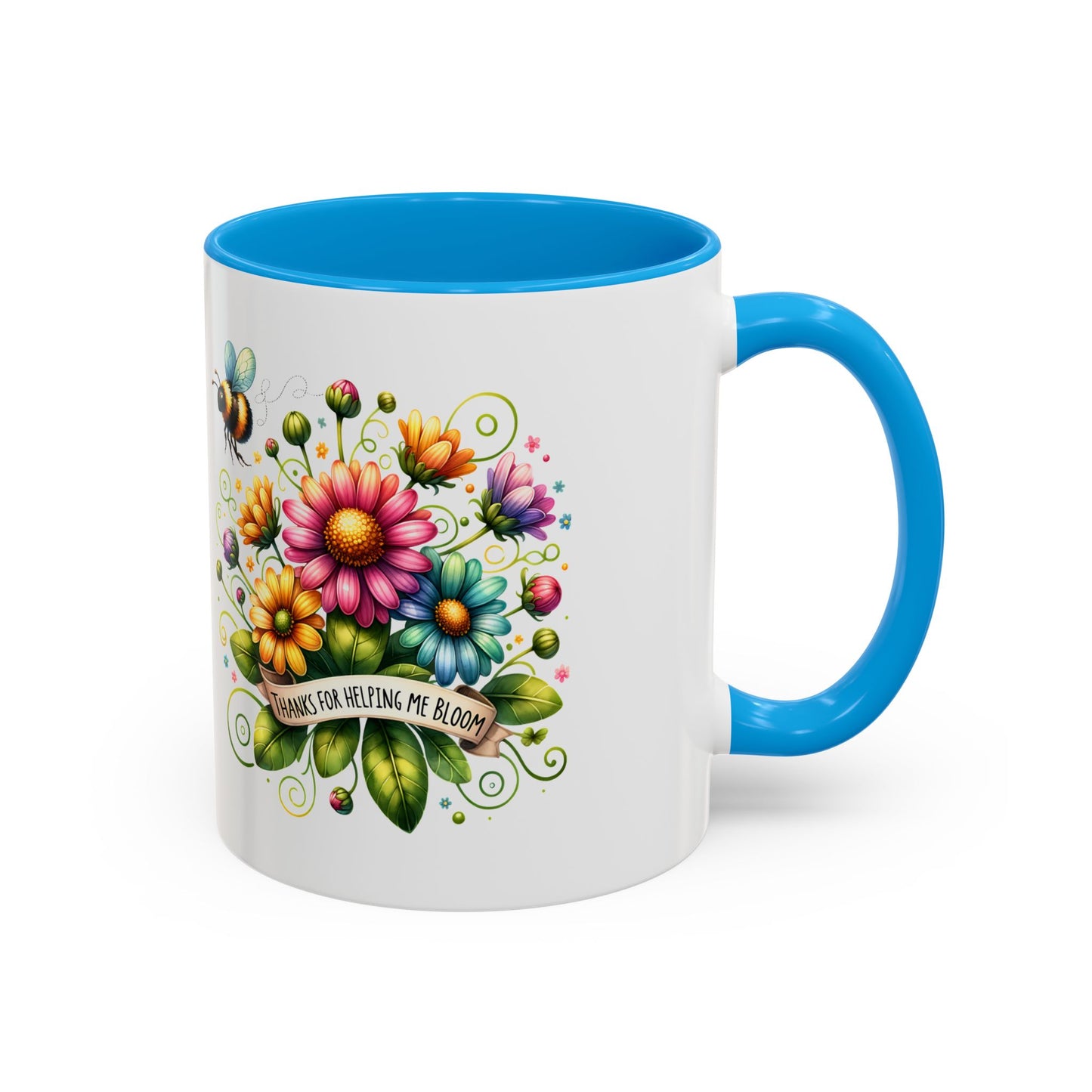 Colorful Floral Mug – "Thanks for Helping Me Bloom" – Perfect Gift for Friends & Family