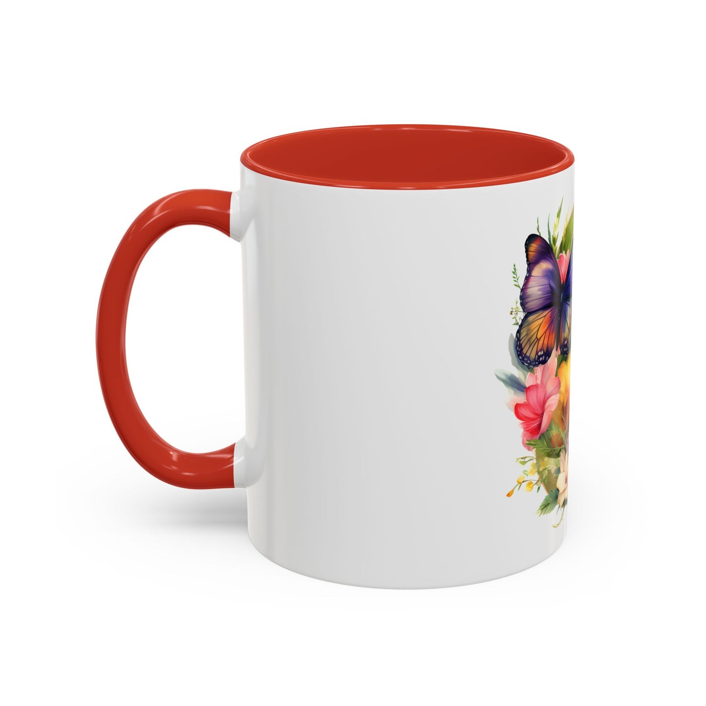 Floral Butterfly Initial Coffee Mug - Personalized 11/15oz Accent Mug