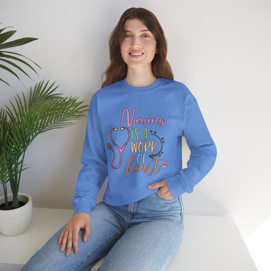 Nursing is a Work of Heart Crewneck Sweatshirt - Unisex Heavy Blend™