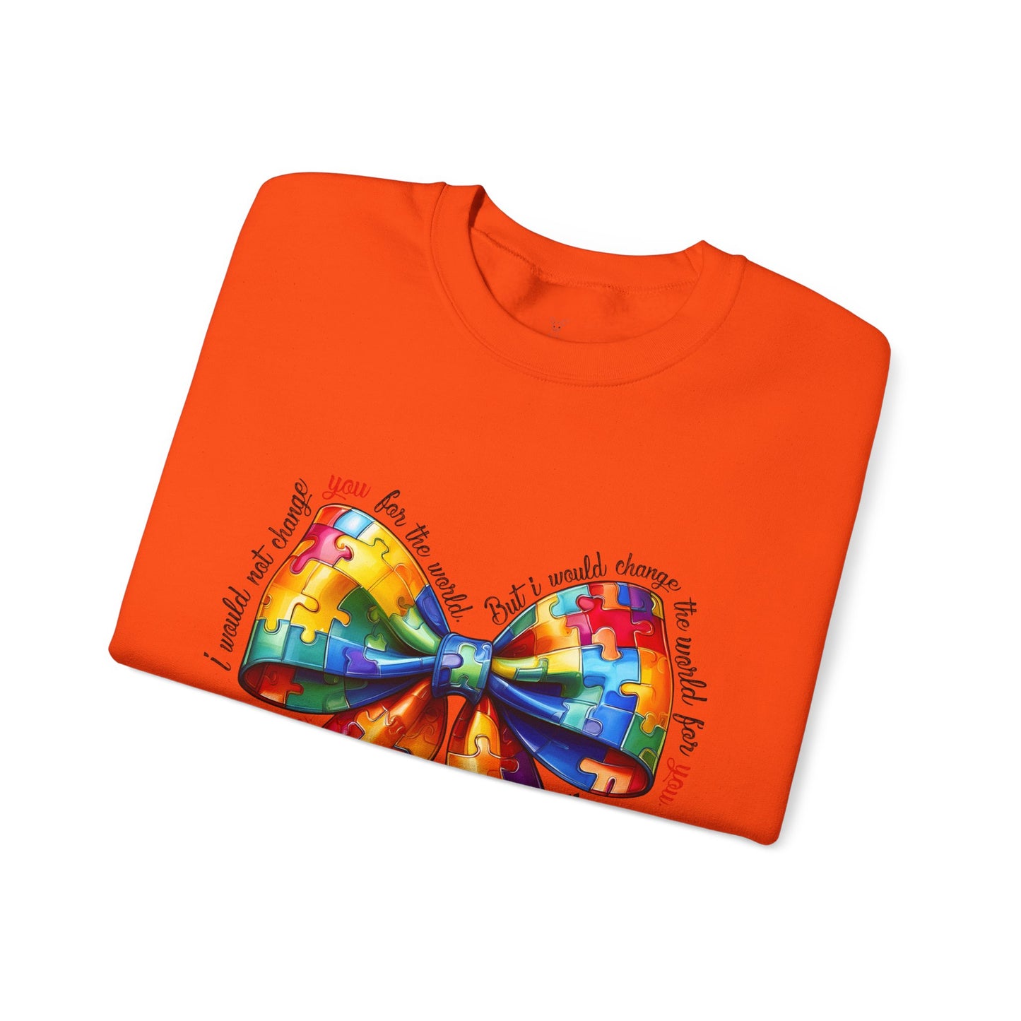 Colorful Puzzle Bow Sweatshirt - Autism Awareness Unisex Sweatshirt