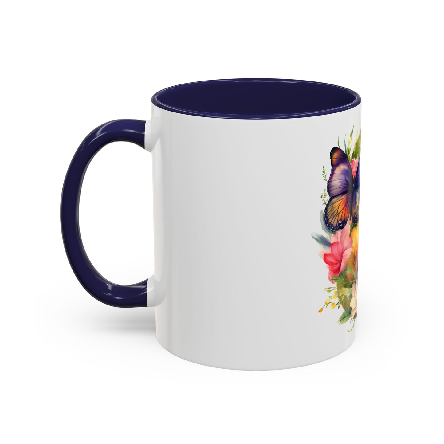 Floral Butterfly Initial Coffee Mug - Personalized 11/15oz Accent Mug