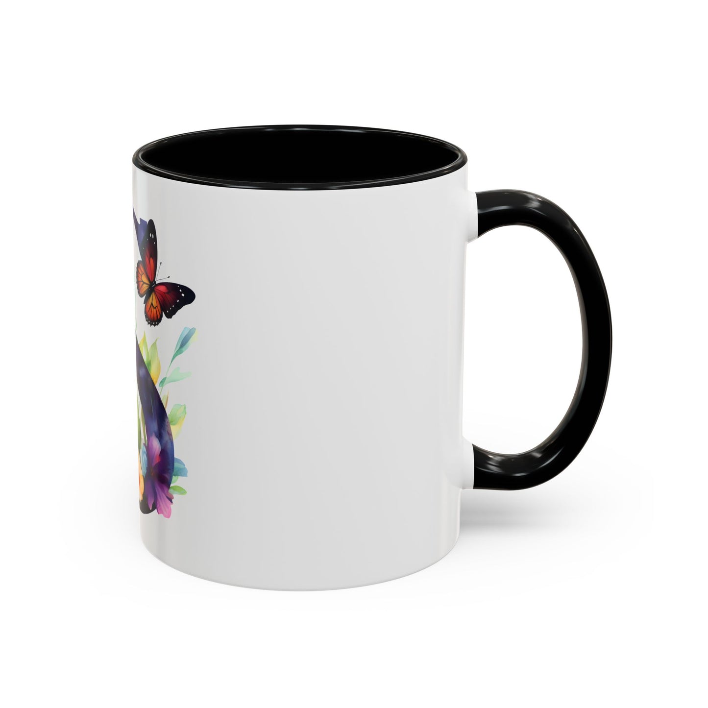 Personalized Floral Initial Accent Coffee Mug - Butterfly Design - Perfect Gift for Any Occasion