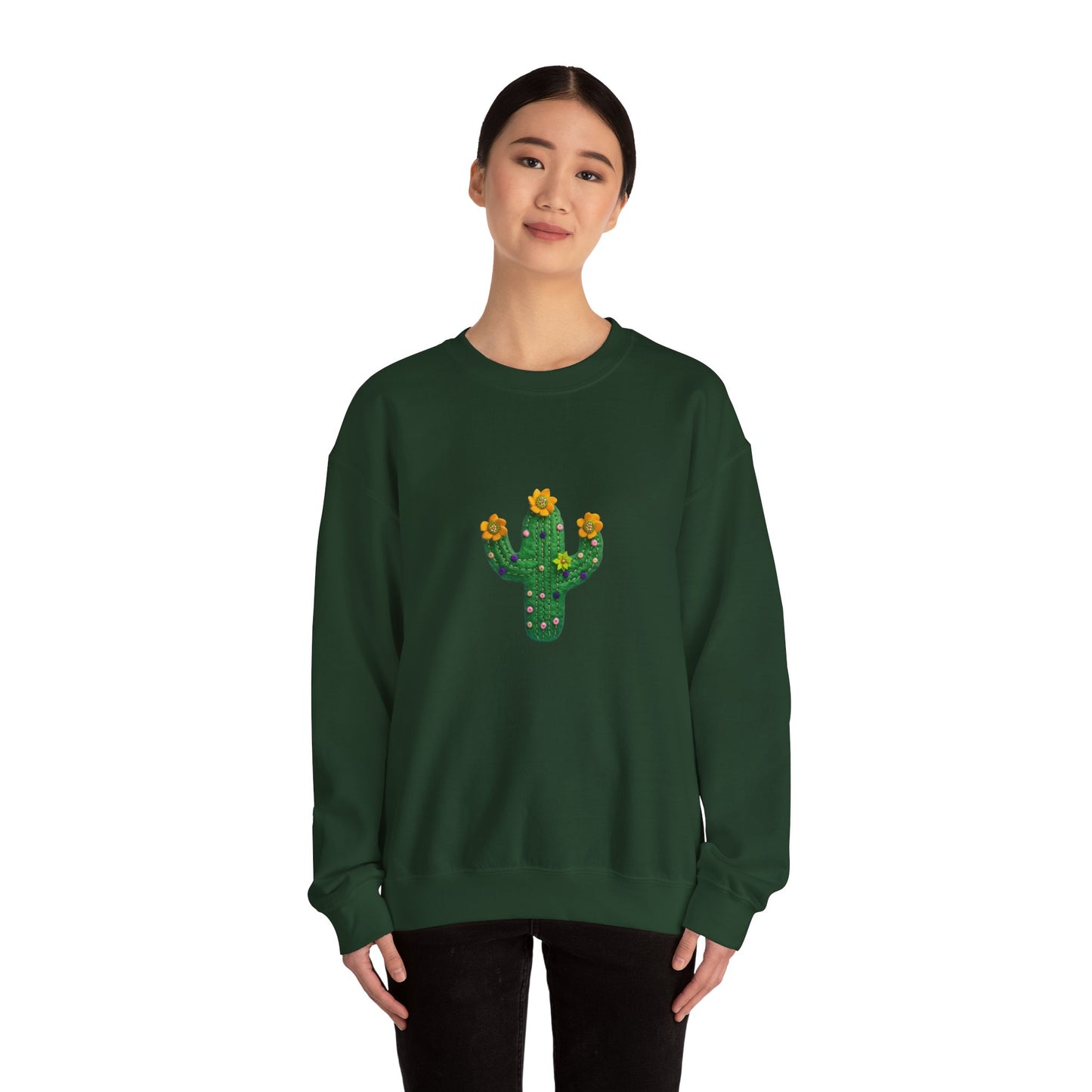 Cactus Vibes Unisex Crewneck Sweatshirt - Bright Orange Cozy Wear