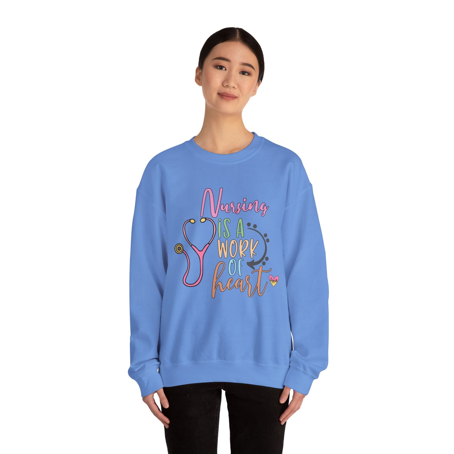 Nursing is a Work of Heart Crewneck Sweatshirt - Unisex Heavy Blend™