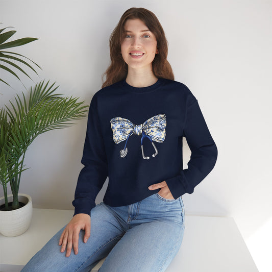 Floral Bow Stethoscope Sweatshirt | Cozy Medical Apparel for Healthcare Heroes