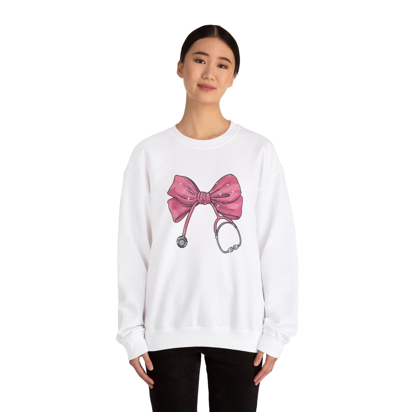 Nurse Life Crewneck Sweatshirt with Bow Design