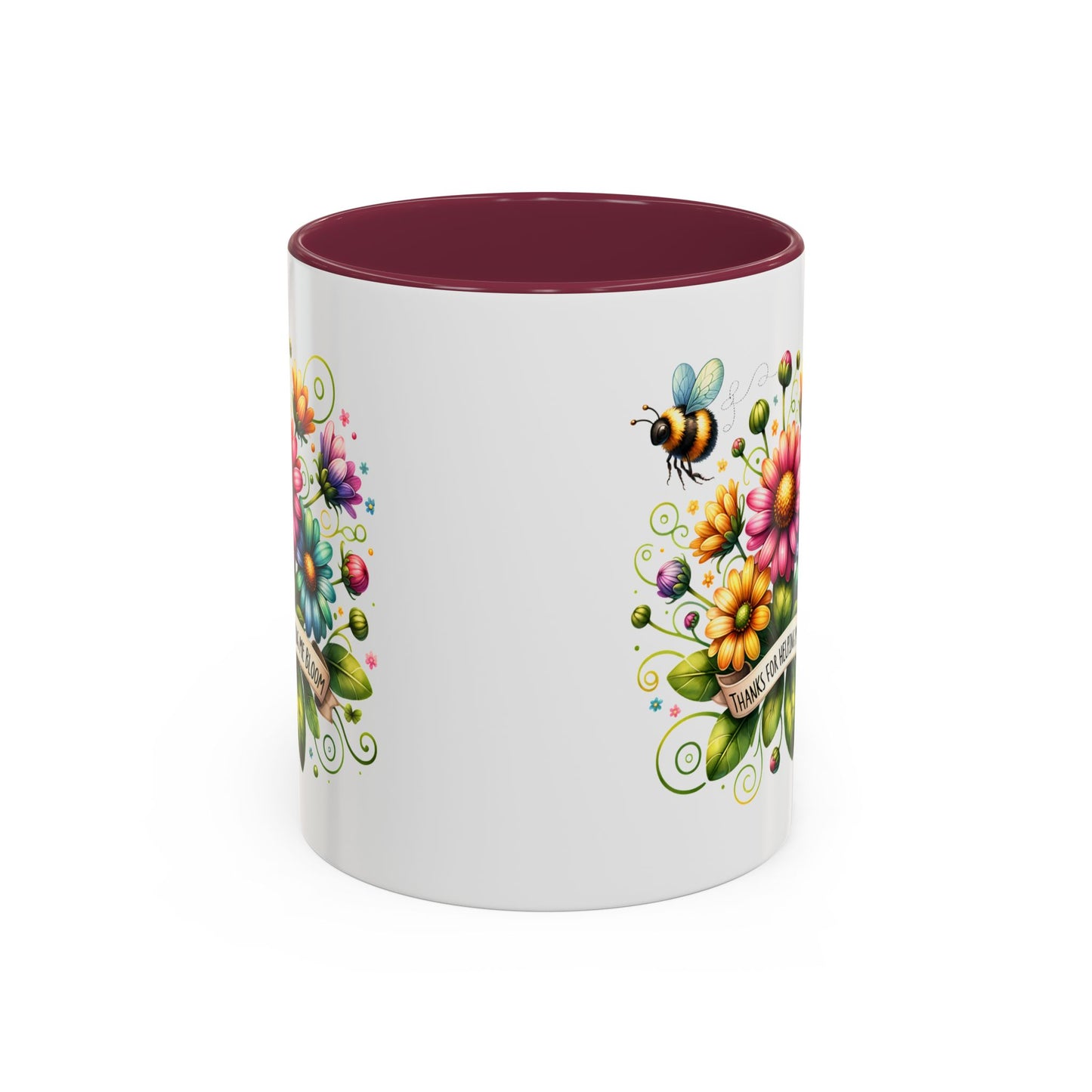 Colorful Floral Mug – "Thanks for Helping Me Bloom" – Perfect Gift for Friends & Family