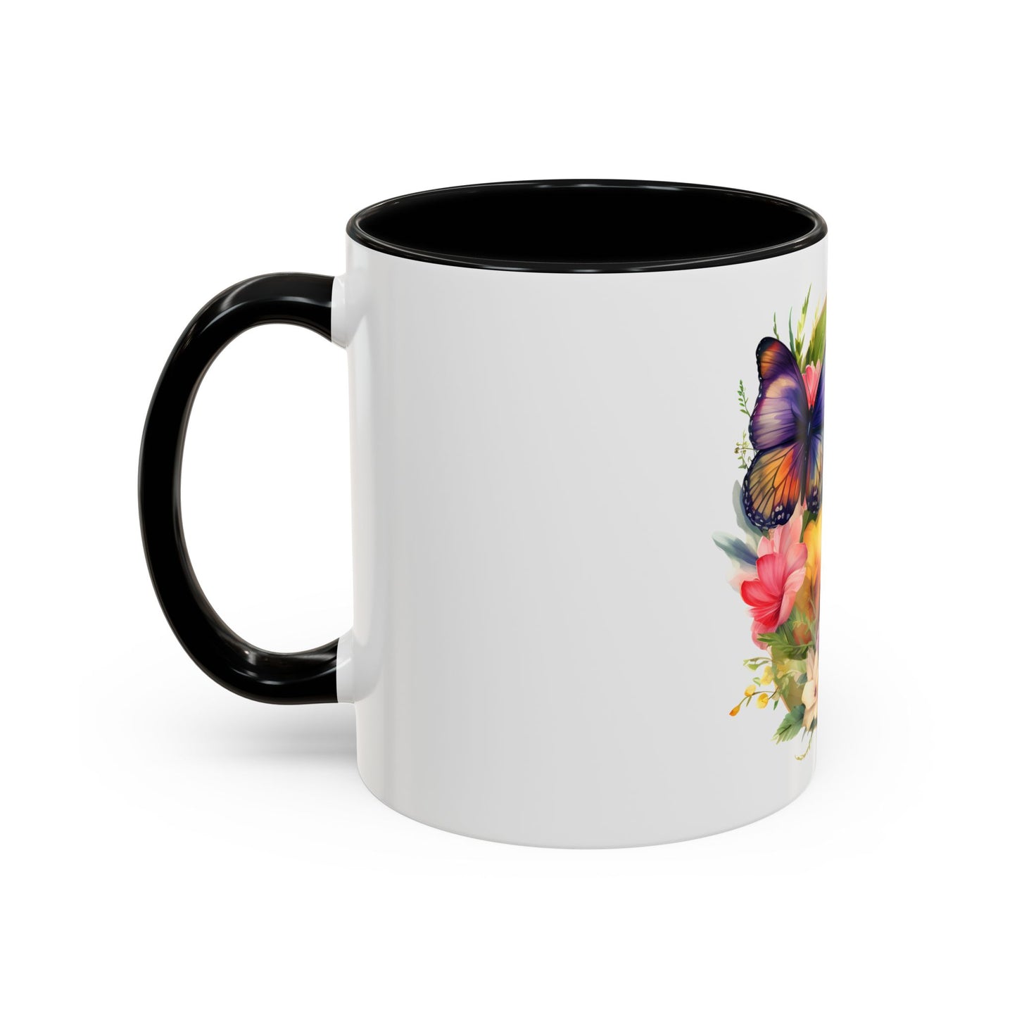 Floral Butterfly Initial Coffee Mug - Personalized 11/15oz Accent Mug