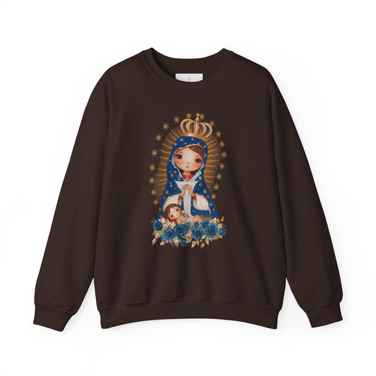 Spirituality & Comfort: Unisex Crewneck Sweatshirt with Virgen de la Altagracia Design