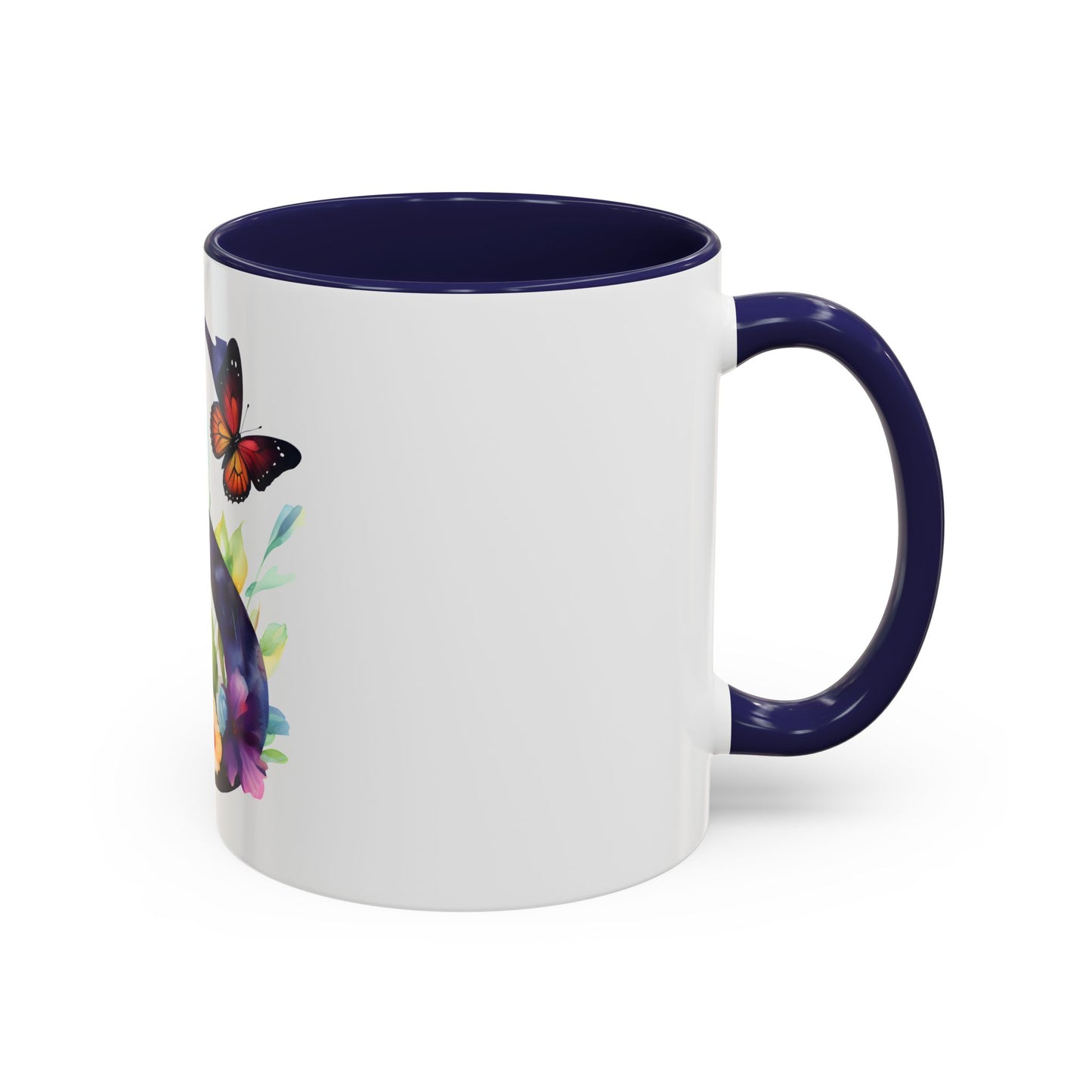 Personalized Floral Initial Accent Coffee Mug - Butterfly Design - Perfect Gift for Any Occasion