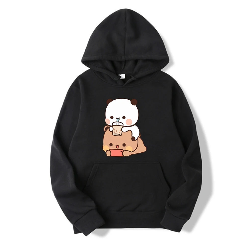 Cute Panda Bear Hoodie Bubble Tea Shirt Bubu and Dudu