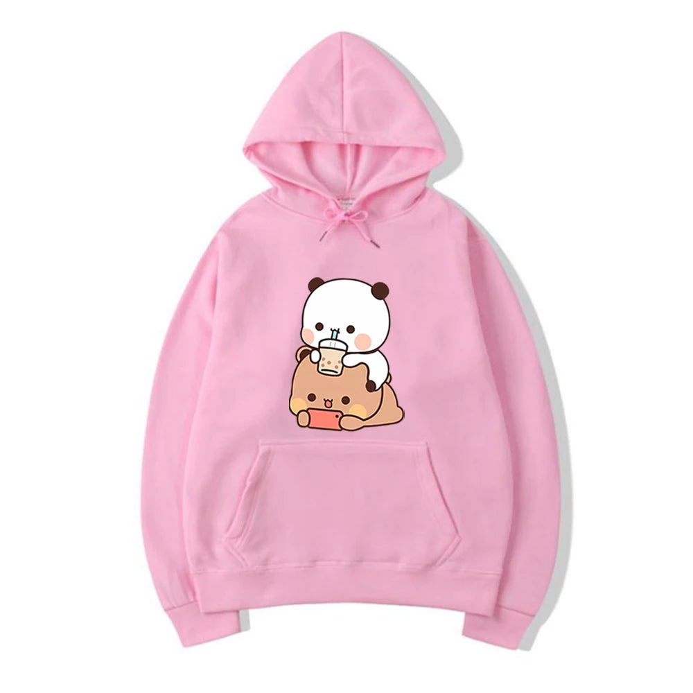 Cute Panda Bear Hoodie Bubble Tea Shirt Bubu and Dudu