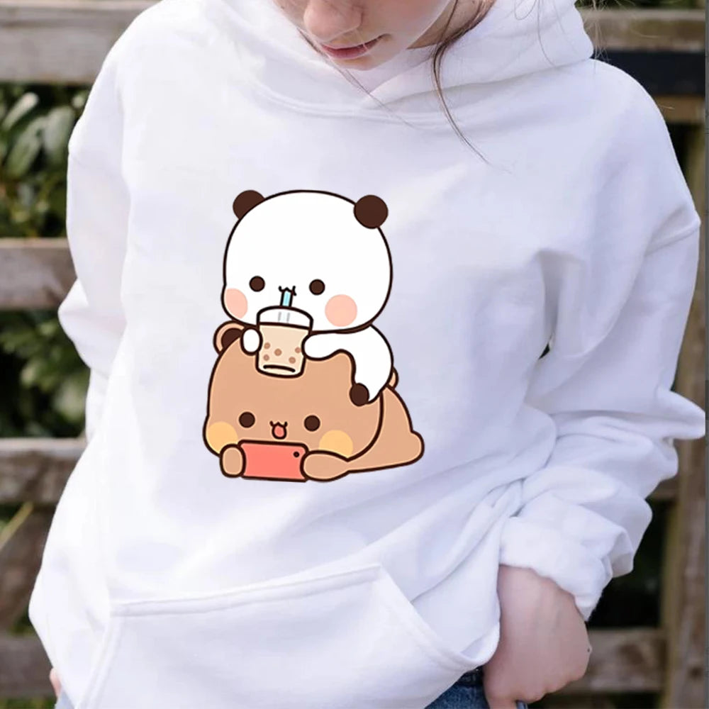 Cute Panda Bear Hoodie Bubble Tea Shirt Bubu and Dudu