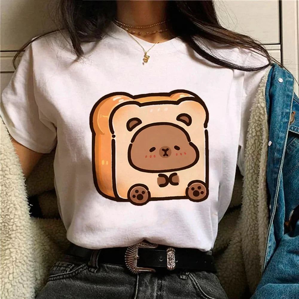 Capy Printed T-shirt Cute Animal T-shirt  Casual