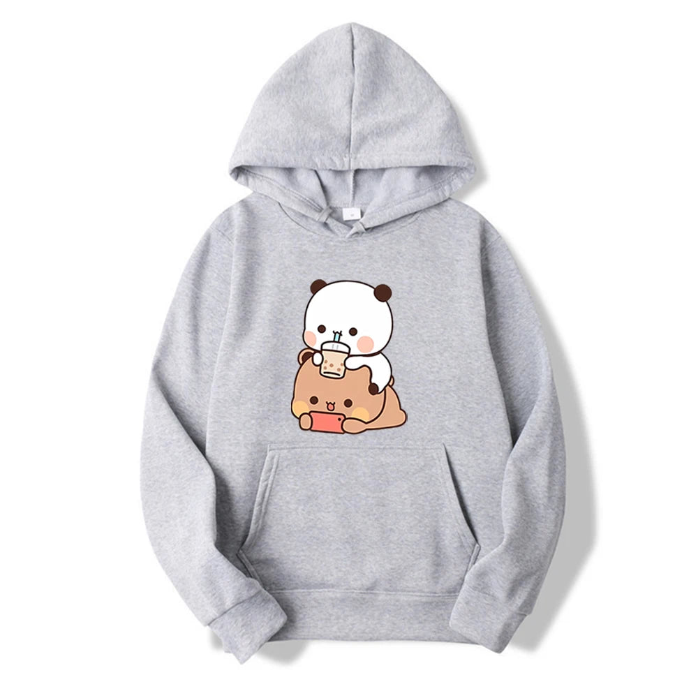 Cute Panda Bear Hoodie Bubble Tea Shirt Bubu and Dudu